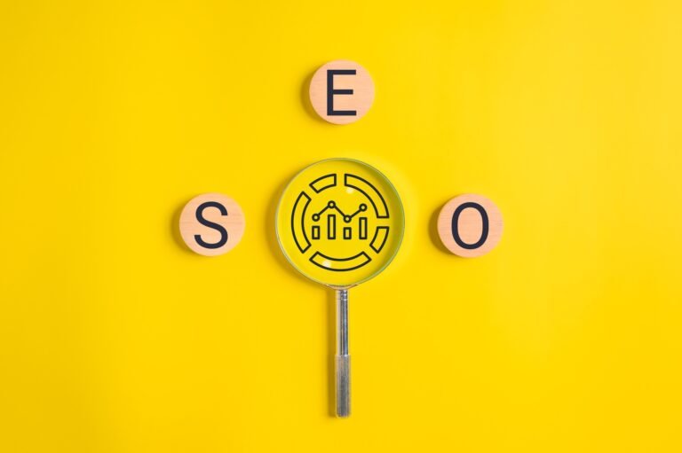 SEO text on wooden cube, Search engine optimization ranking, SEO